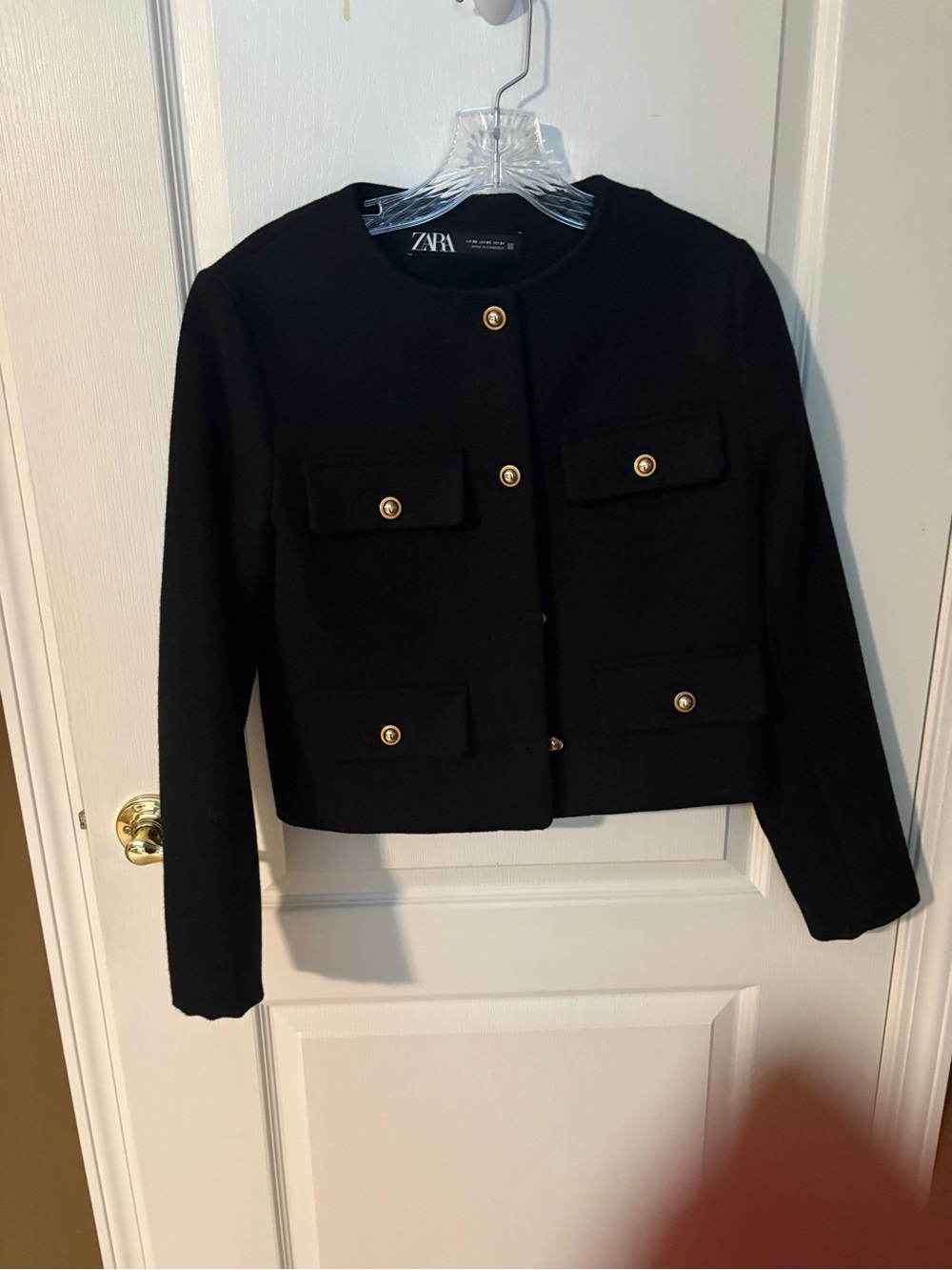 Zara Black Crop Jacket with Gold Buttons